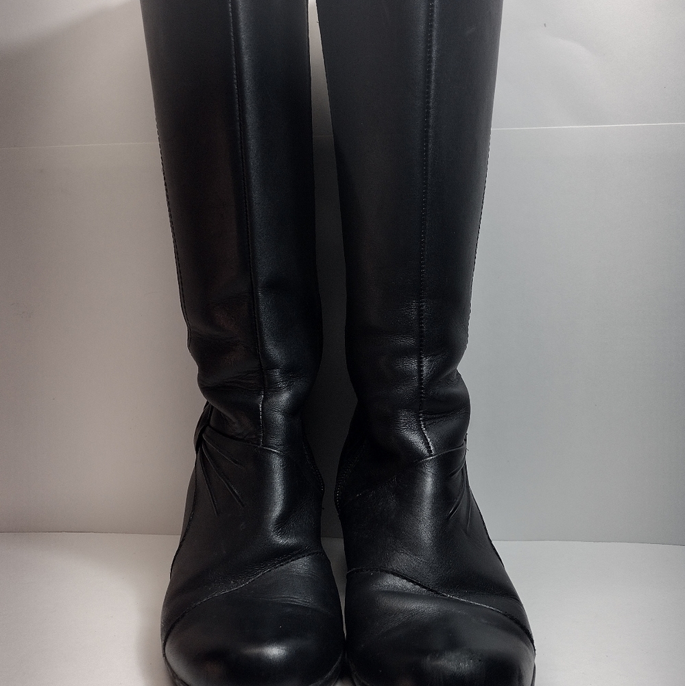 Clarks Wish Excite Leather Knee High Riding Boots l Black Heel Boots l Size 8 M - Picture 3 of 11